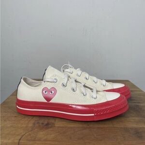 Converse Comme des Garcons Play Sneakers - Cream and Red
